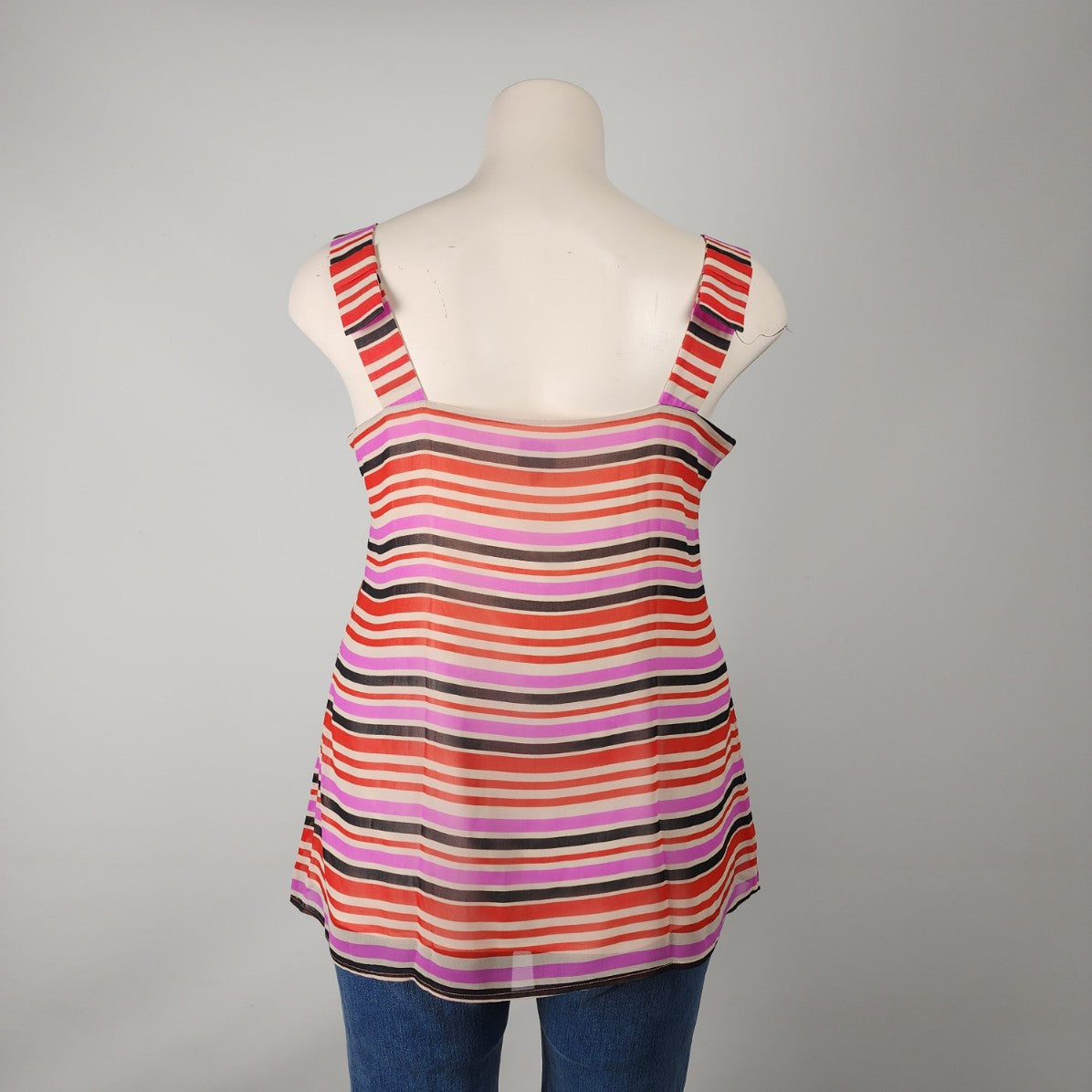 Cabi Pink Striped Sleeveless Top Size XL