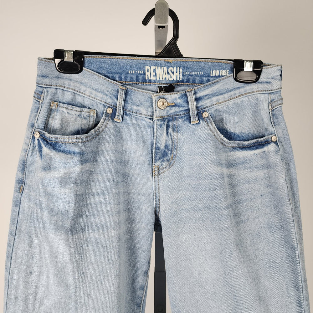 Rewash Mid Rise Light Wash Distressed Straight Leg Denim Jeans Size 3