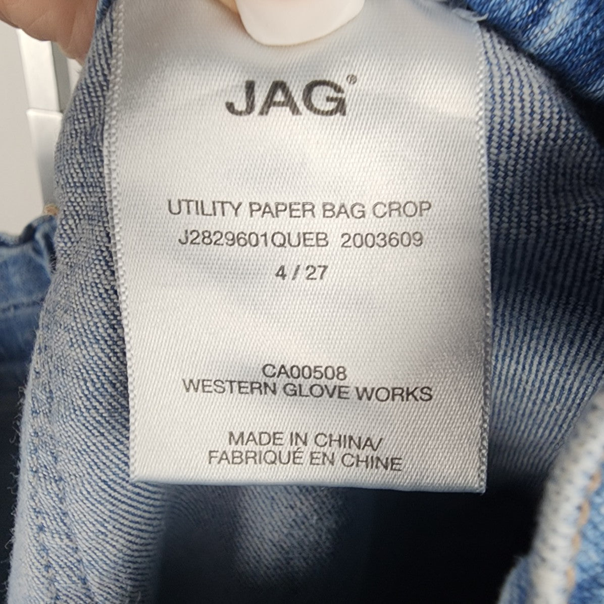 Jag Jeans Utility Paper Bag Crop Denim Jeans Size 27