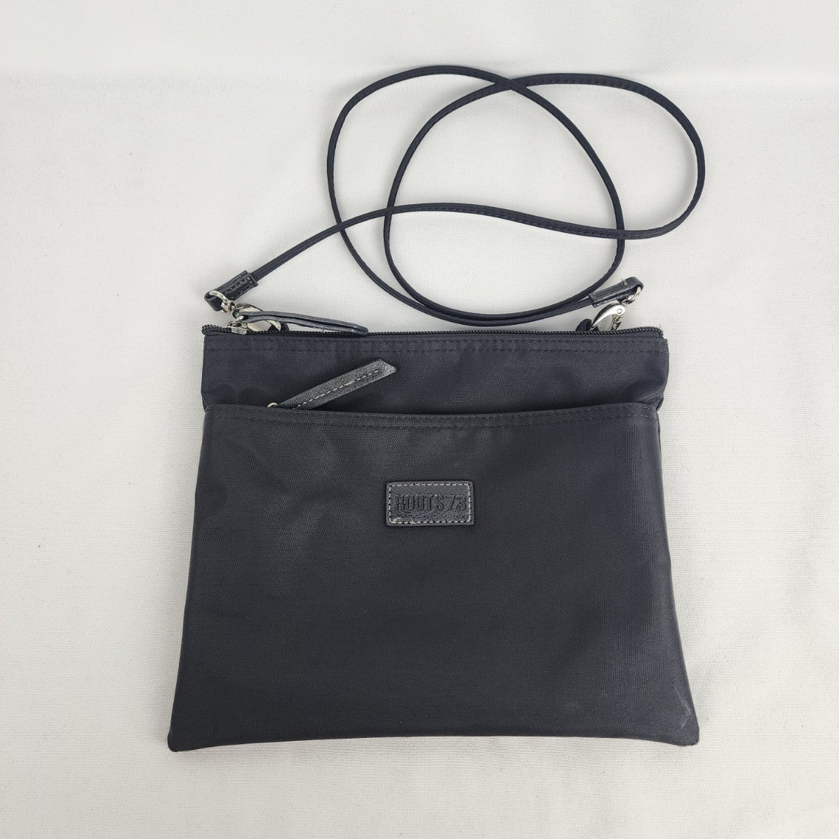 Roots Black Nylon Crossbody Purse