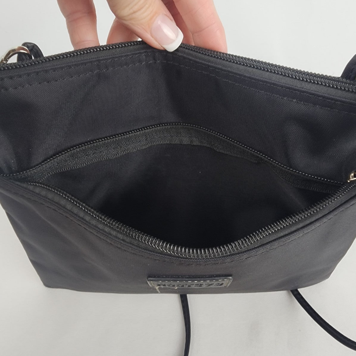 Roots Black Nylon Crossbody Purse