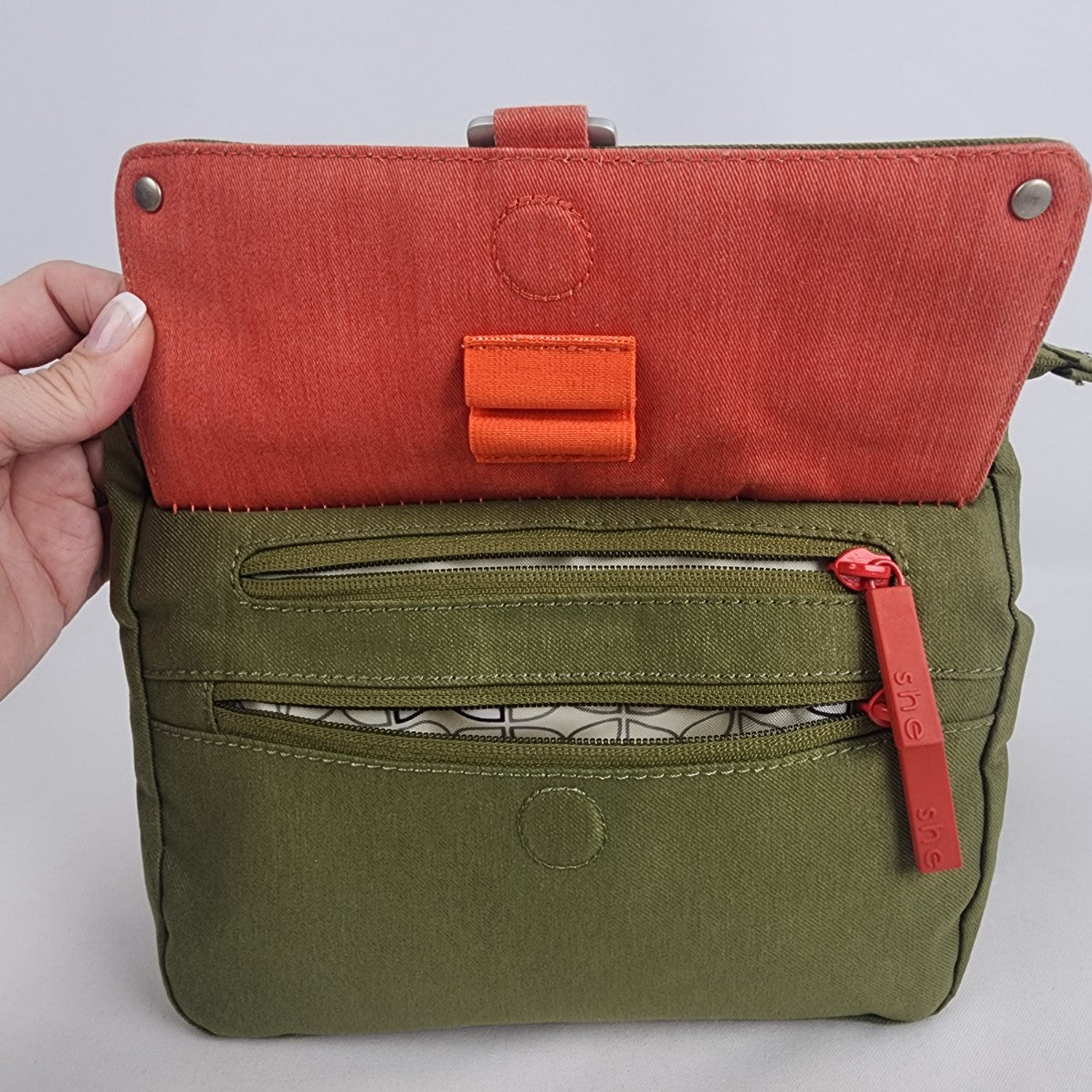 Sherpani Green Canvas Crossbody Purse