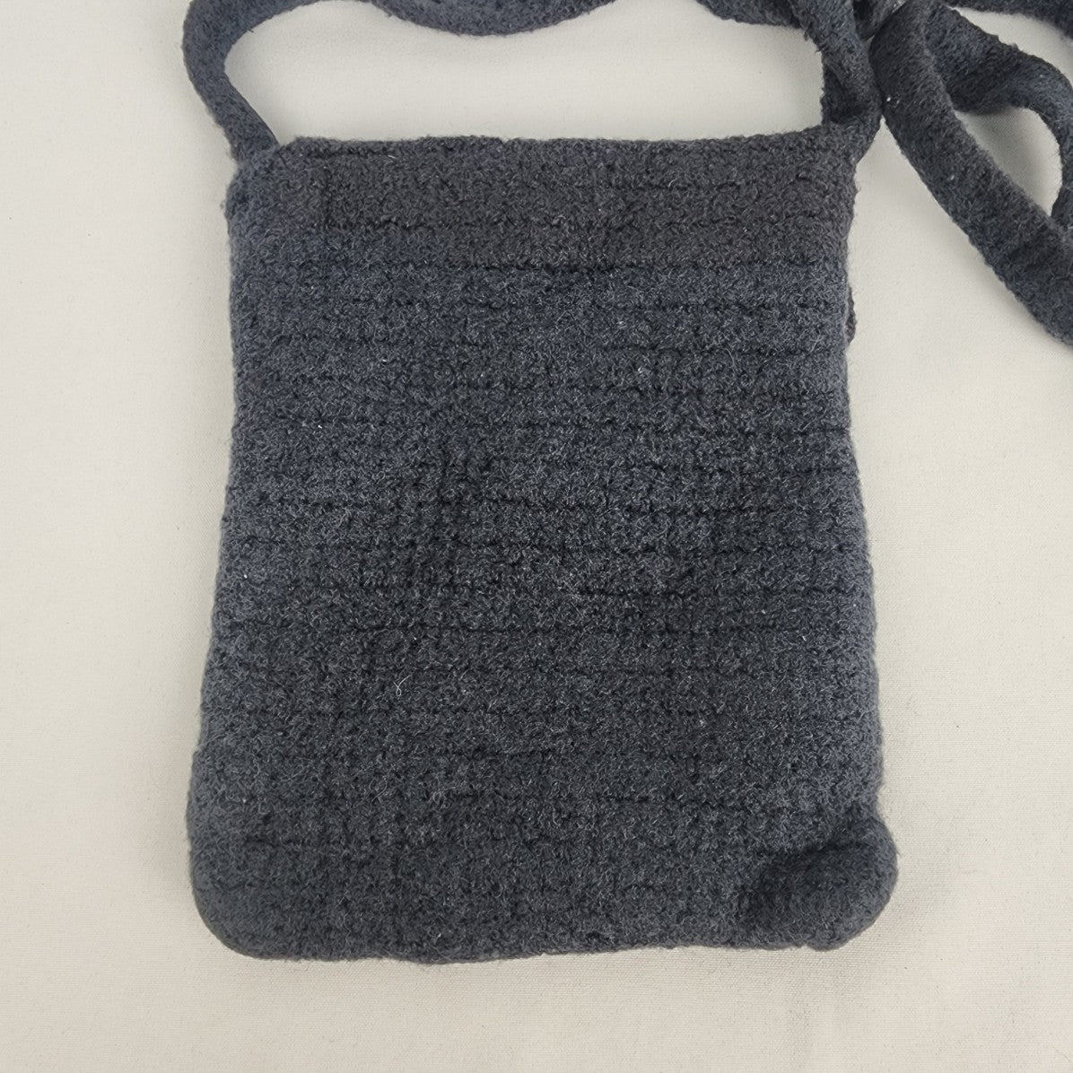 Grey Knit Top Flap Crossbody Purse