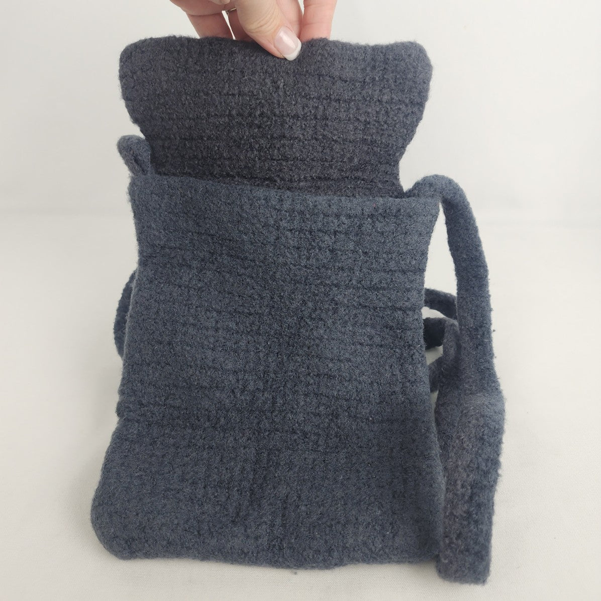 Grey Knit Top Flap Crossbody Purse