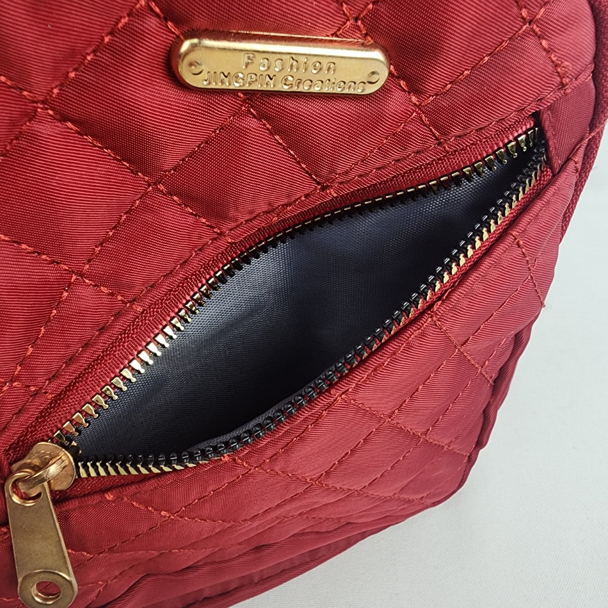 Fashion Jingpin Creations Red Quilted Backpack Purse