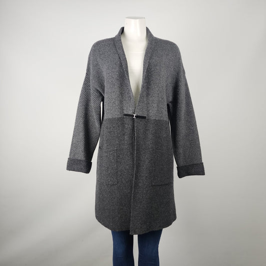 Two Tone Grey Knit Long Line Cardigan Size M/L