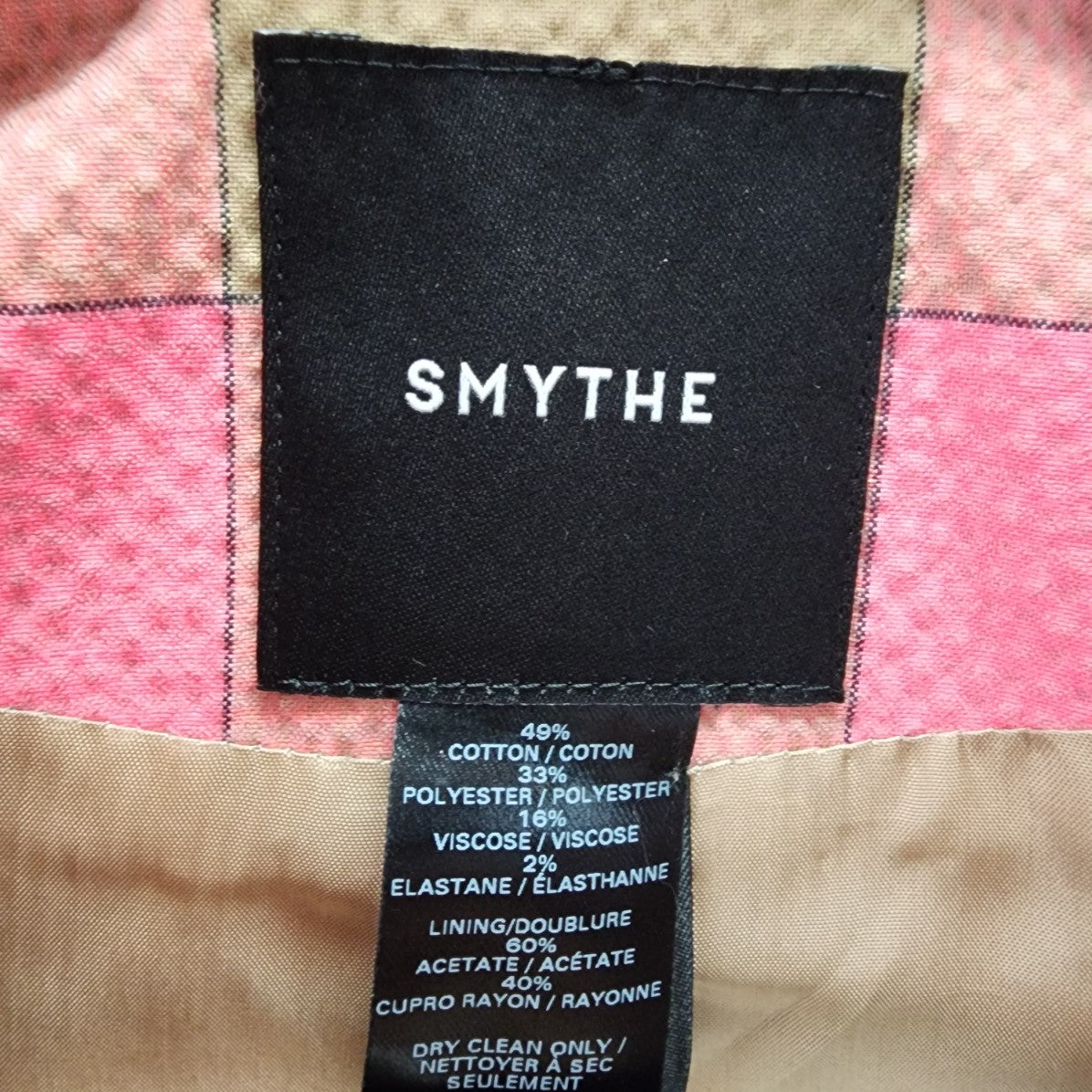 Smythe Pink Plaid Puff Sleeve Blazer Size 4