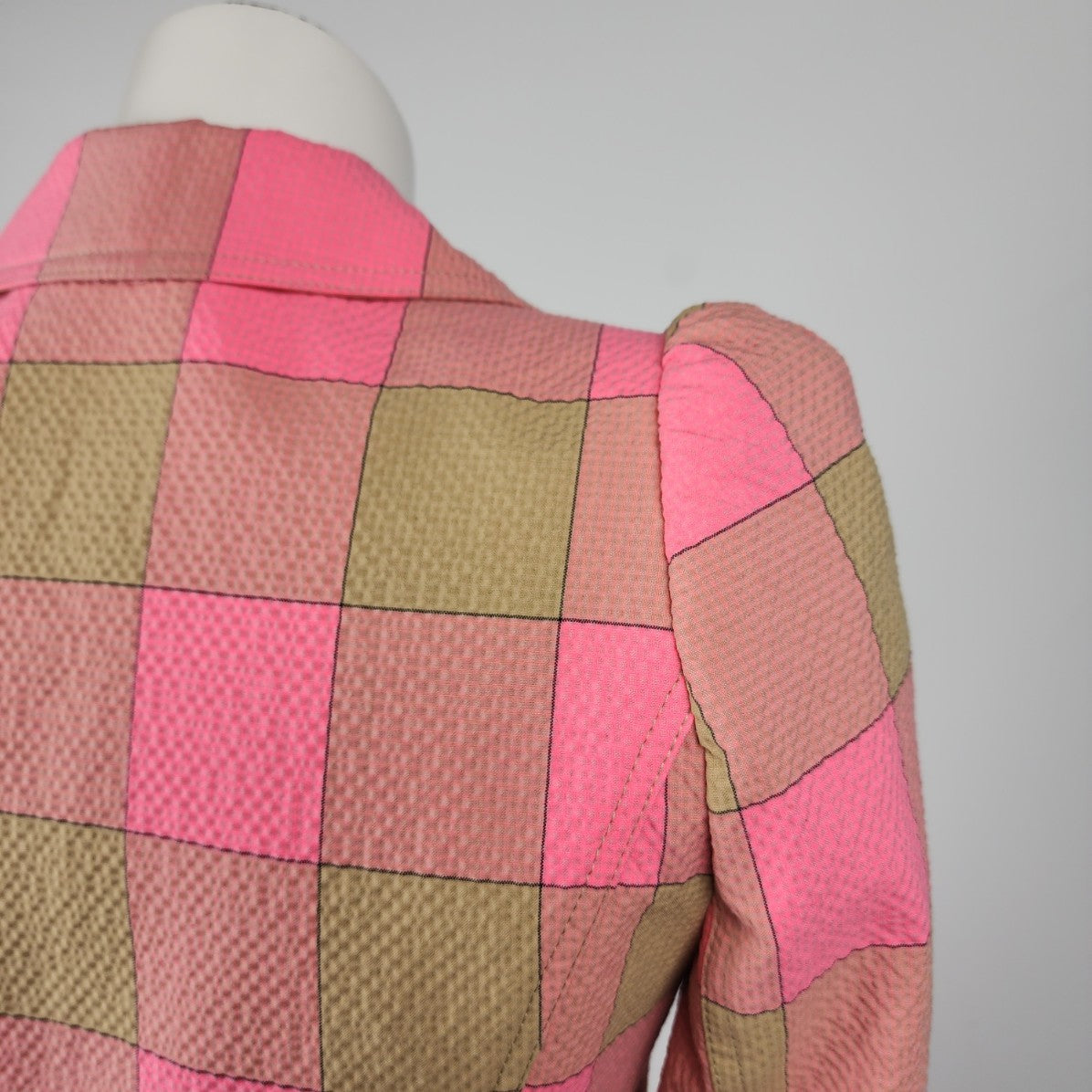 Smythe Pink Plaid Puff Sleeve Blazer Size 4