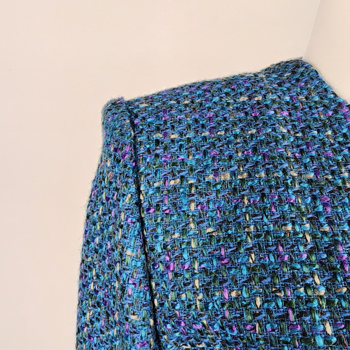 Vintage Blue Tweed Button Up Blazer Jacket Size M/L