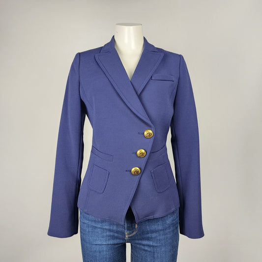 Smythe Navy Blue Asymmetrical Wrap Blazer Size 6