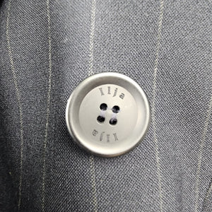 Ilja Navy Blue Pin Striped Double Breasted Cropped Blazer Size M