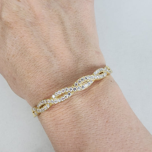 Thai Fas Gold Plated Crystal Pave Hinge Bracelet