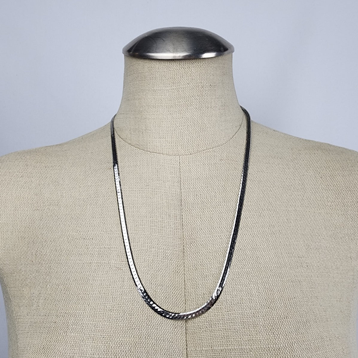 Vintage Silver Tone Snake Chain Necklace