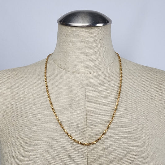 Vintage Gold Tone Hammered Chain Necklace