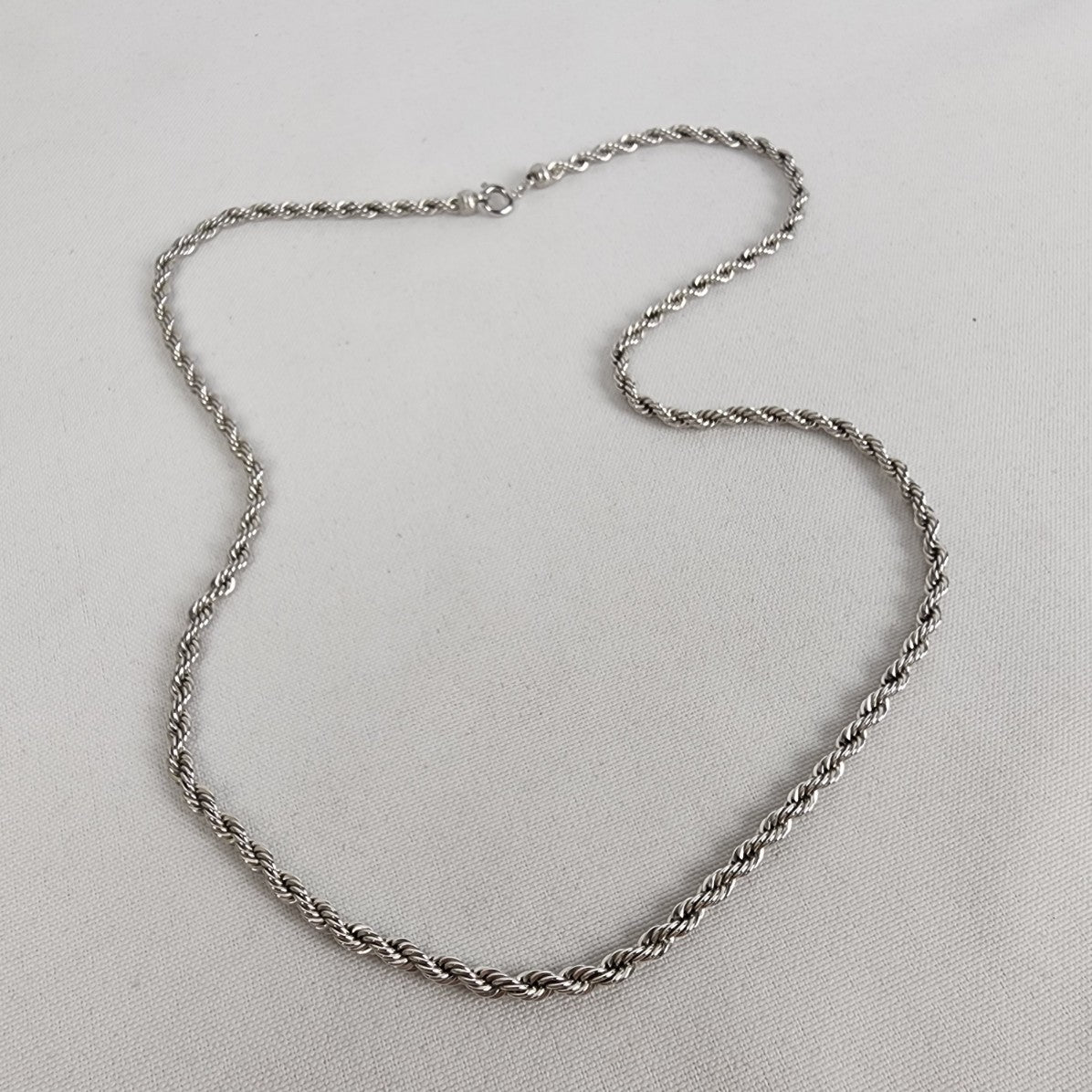 Vintage Silver Tone Rope Chain Link Necklace