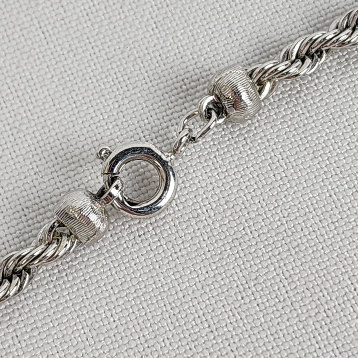 Vintage Silver Tone Rope Chain Link Necklace