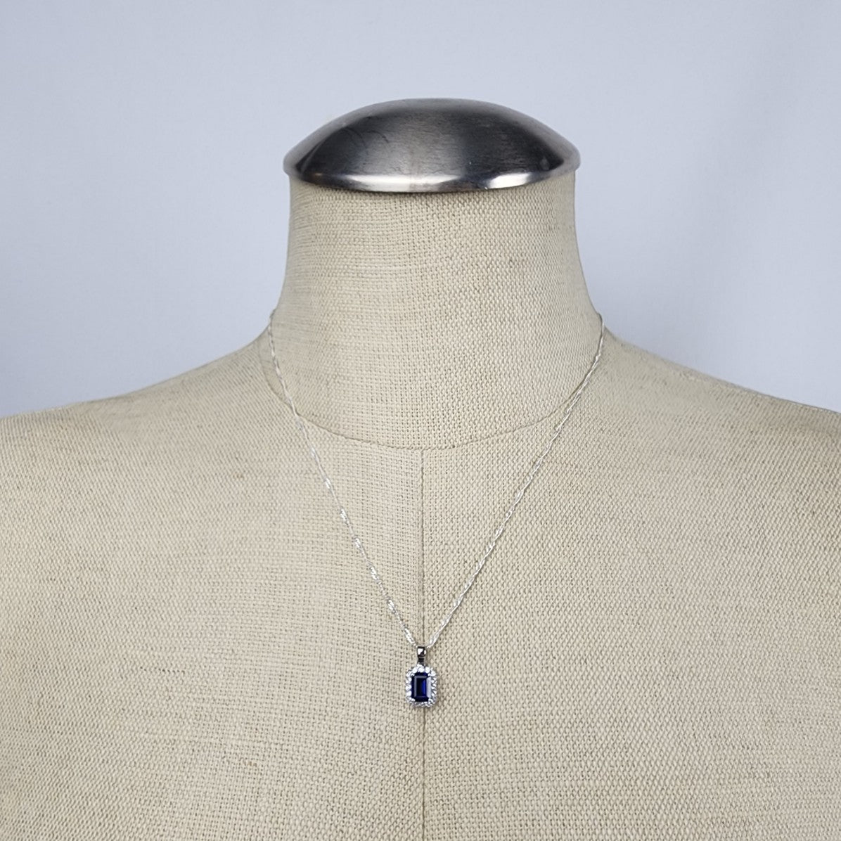 Stauer 925 Sterling Silver Blue Gemstone Delicate Pendant Chain Necklace