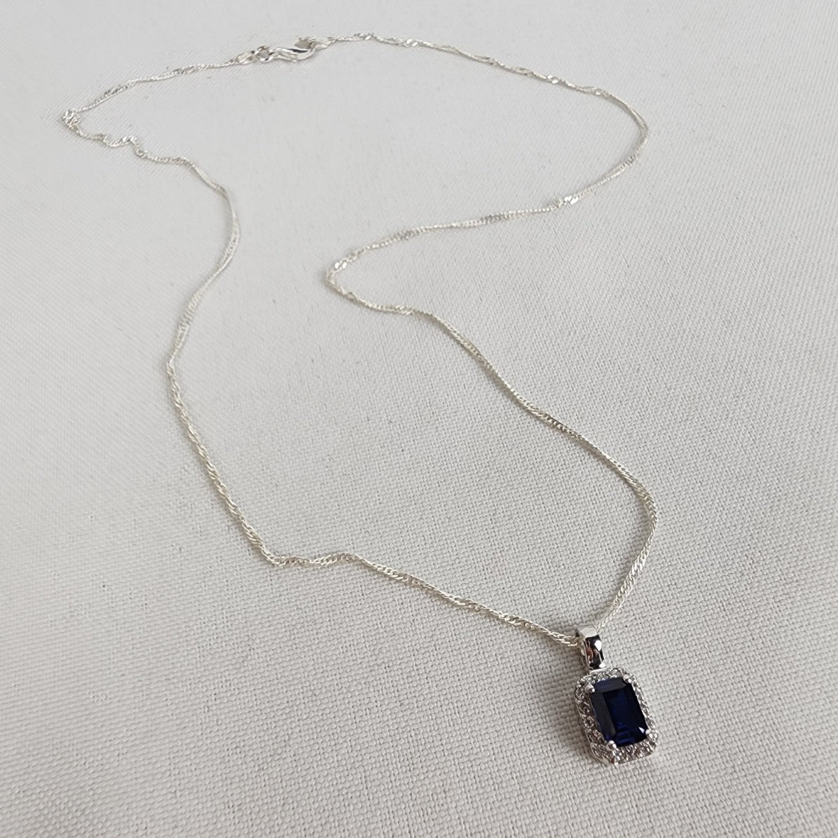 Stauer 925 Sterling Silver Blue Gemstone Delicate Pendant Chain Necklace