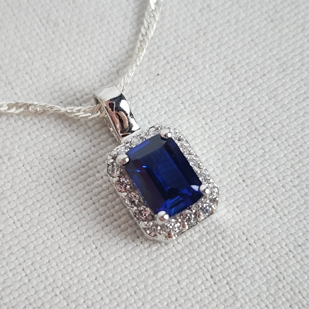 Stauer 925 Sterling Silver Blue Gemstone Delicate Pendant Chain Necklace