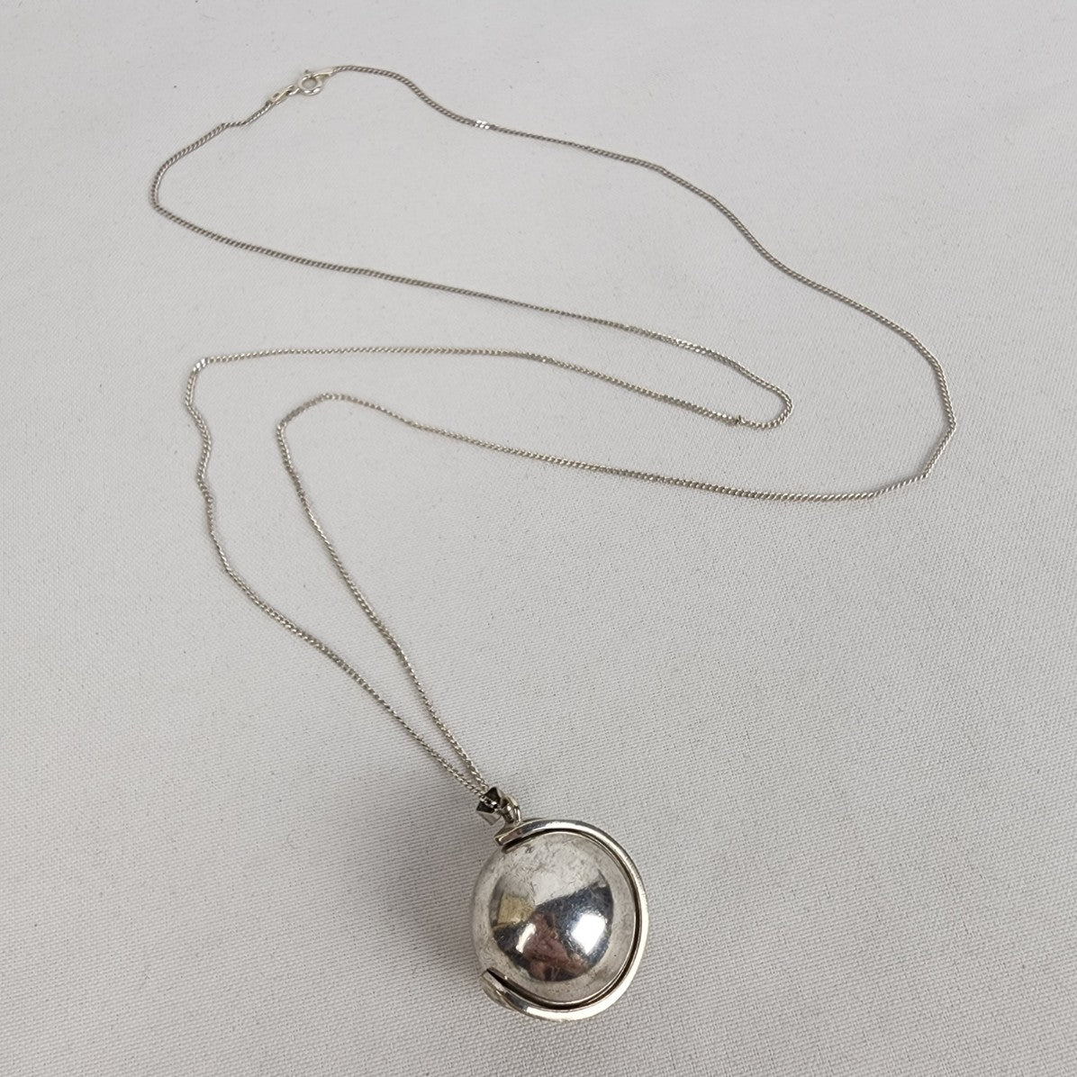 MJI Made In Italy 925 Sterling Silver Ball Pendant Long Chain Necklace