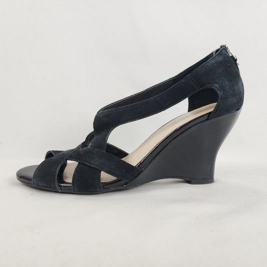 Franco Sarto Suede Strappy Wedge Heel Sandals Size 7