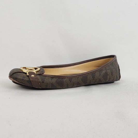 Michael Kors Brown Monogram Driving Loafers Size 6.5