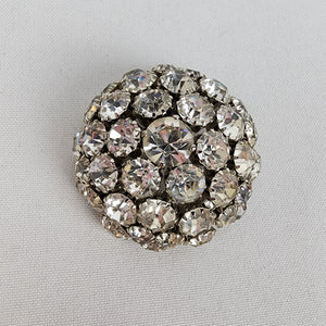 Vintage Silver Tone Crystal Domed Statement Brooch