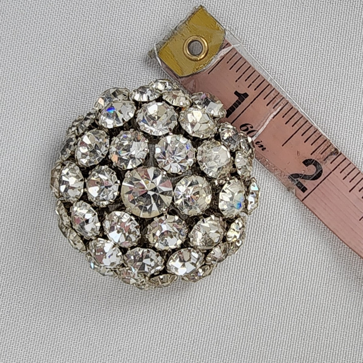 Vintage Silver Tone Crystal Domed Statement Brooch