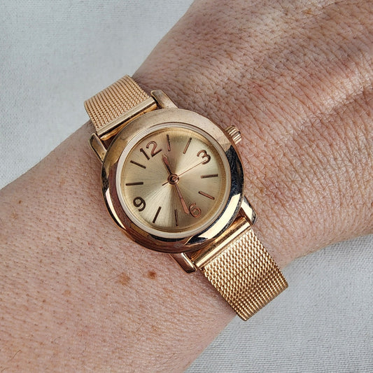 Rose Gold Mesh Band Watch