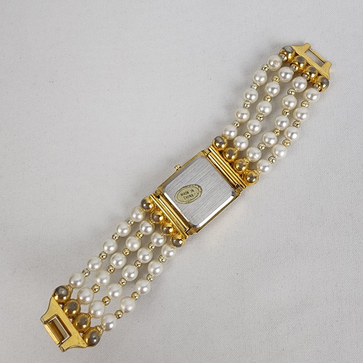 Vintage Le Baron Gold Tone Faux Pearl Watch