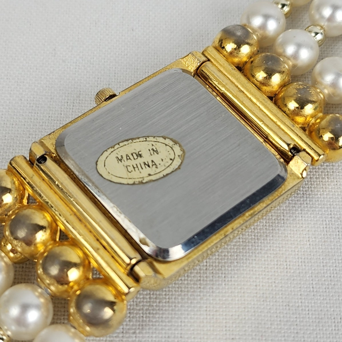 Vintage Le Baron Gold Tone Faux Pearl Watch