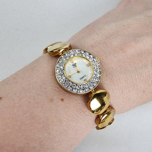 Elizabeth Taylor Gold Tone Crystal Rhinestone Watch