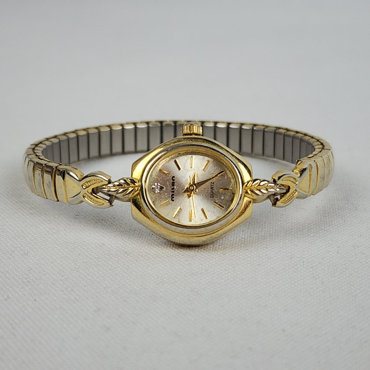 Vintage Milan Gold Tone Skinny Stretch Watch