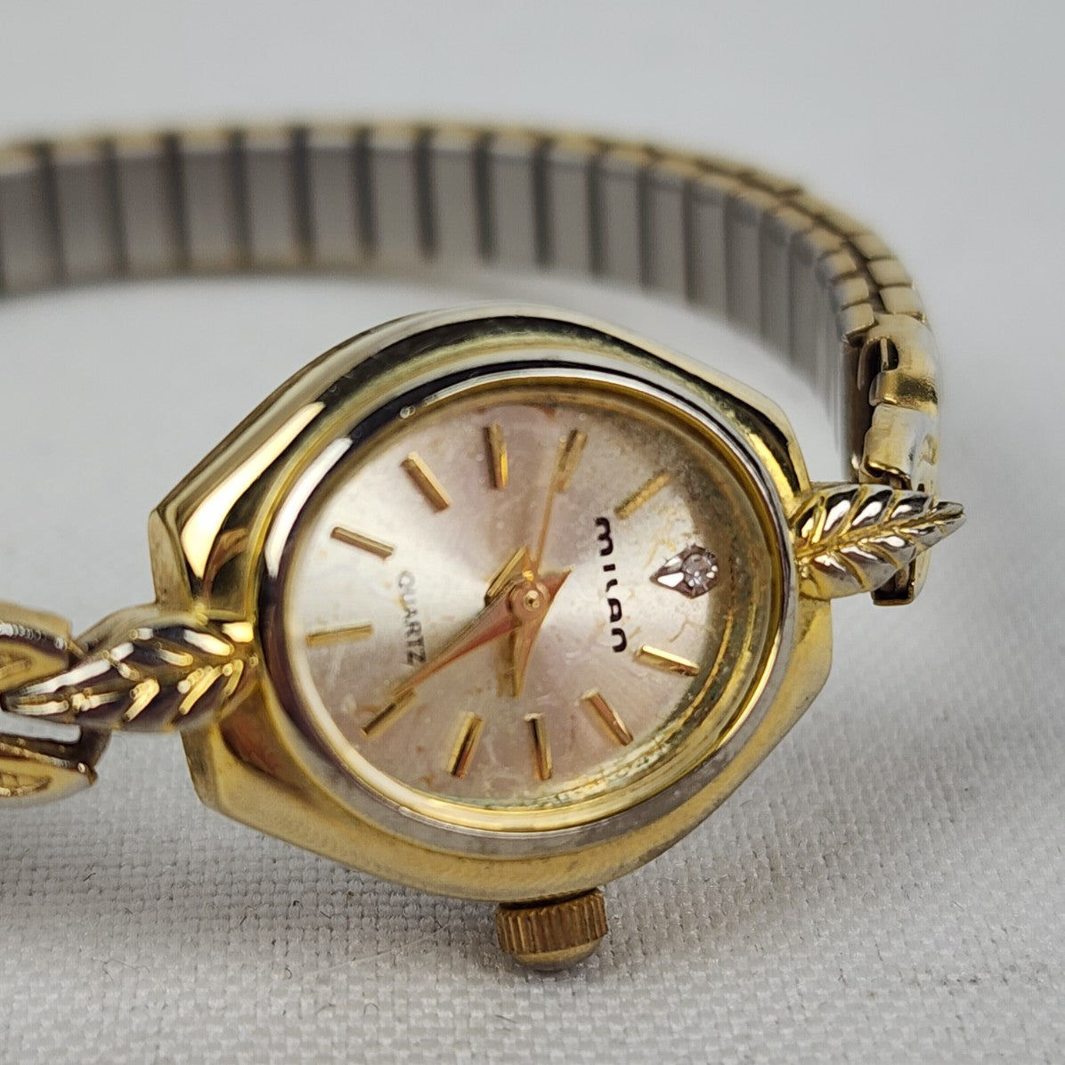 Vintage Milan Gold Tone Skinny Stretch Watch