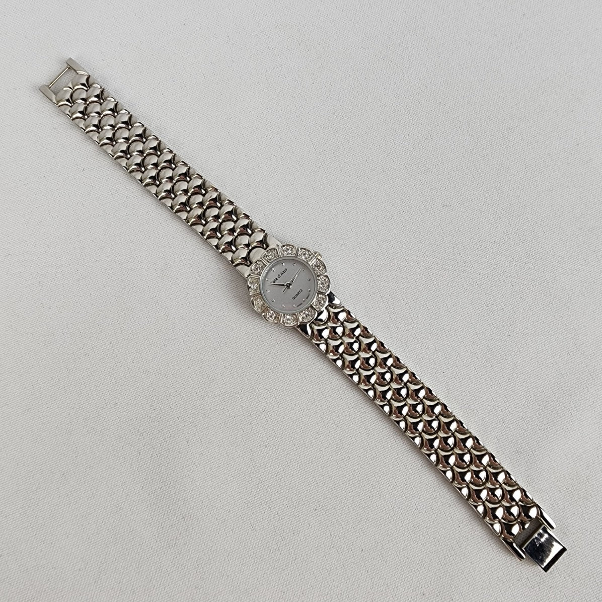 Cote d Azur Silver Tone Rhinestone Watch