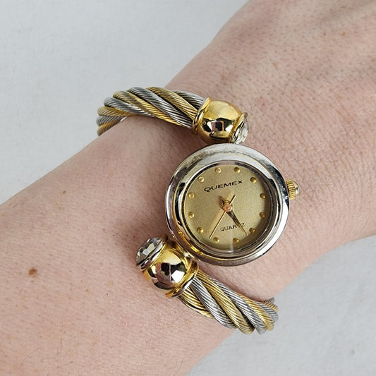 Vintage Quemex Gold & Silver Twisted Cuff Watch