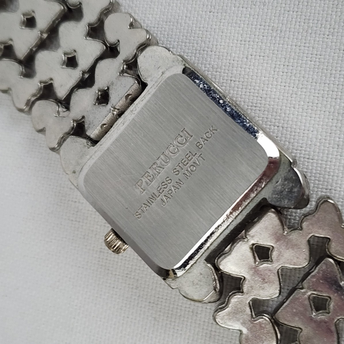 Perucci Silver Tone Heart Link Watch