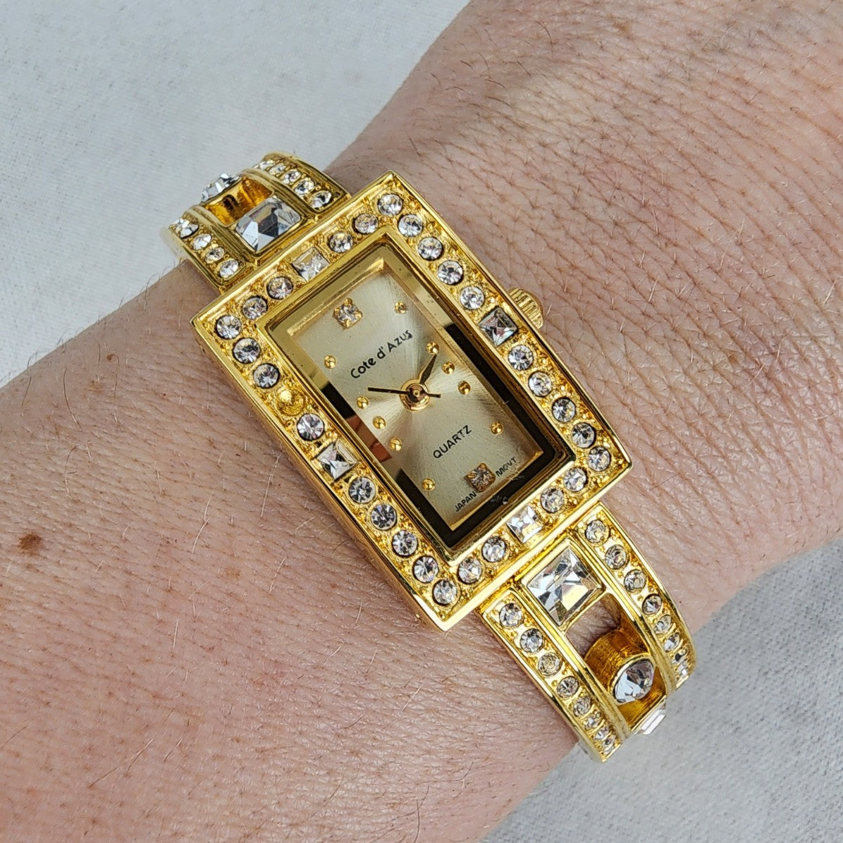 Cote de Azur Gold Tone Crystal Watch