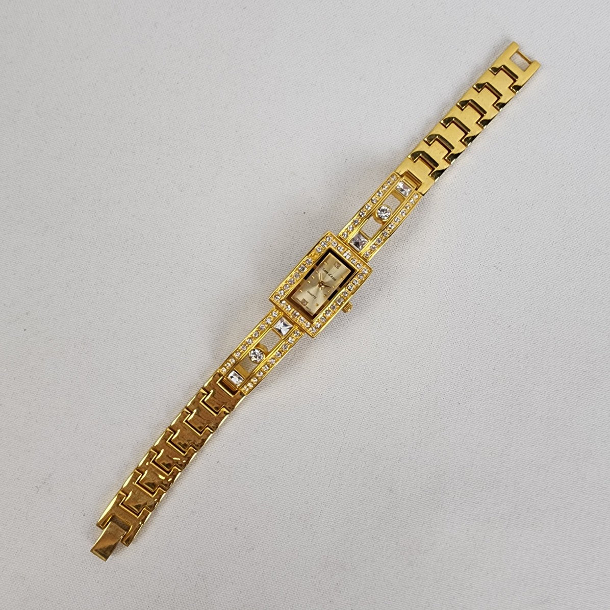 Cote de Azur Gold Tone Crystal Watch