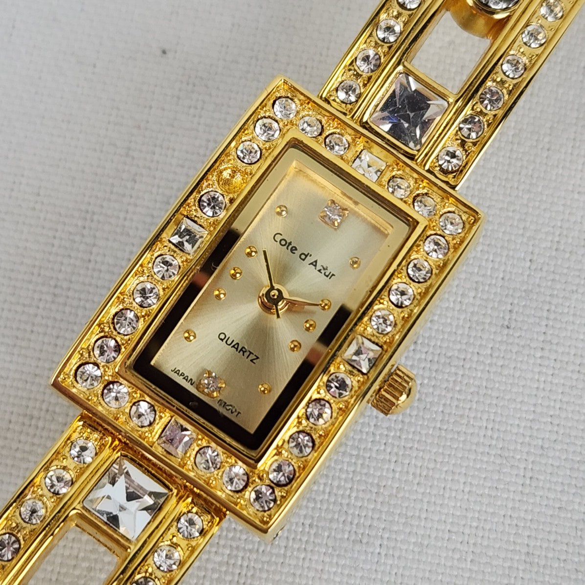 Cote de Azur Gold Tone Crystal Watch