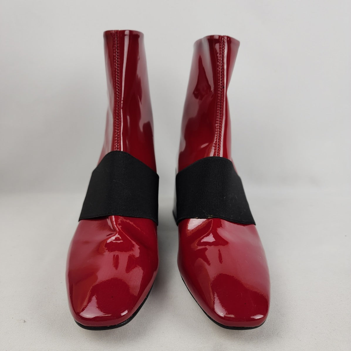 Topshop Red Patent Leather Pointed Toe Heeled Ankle Boots Size 8.5