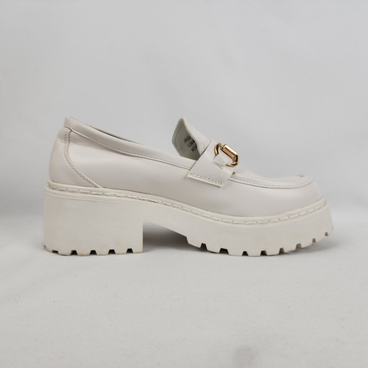 Steve Madden White Chunky Heel Loafers Size 8.5