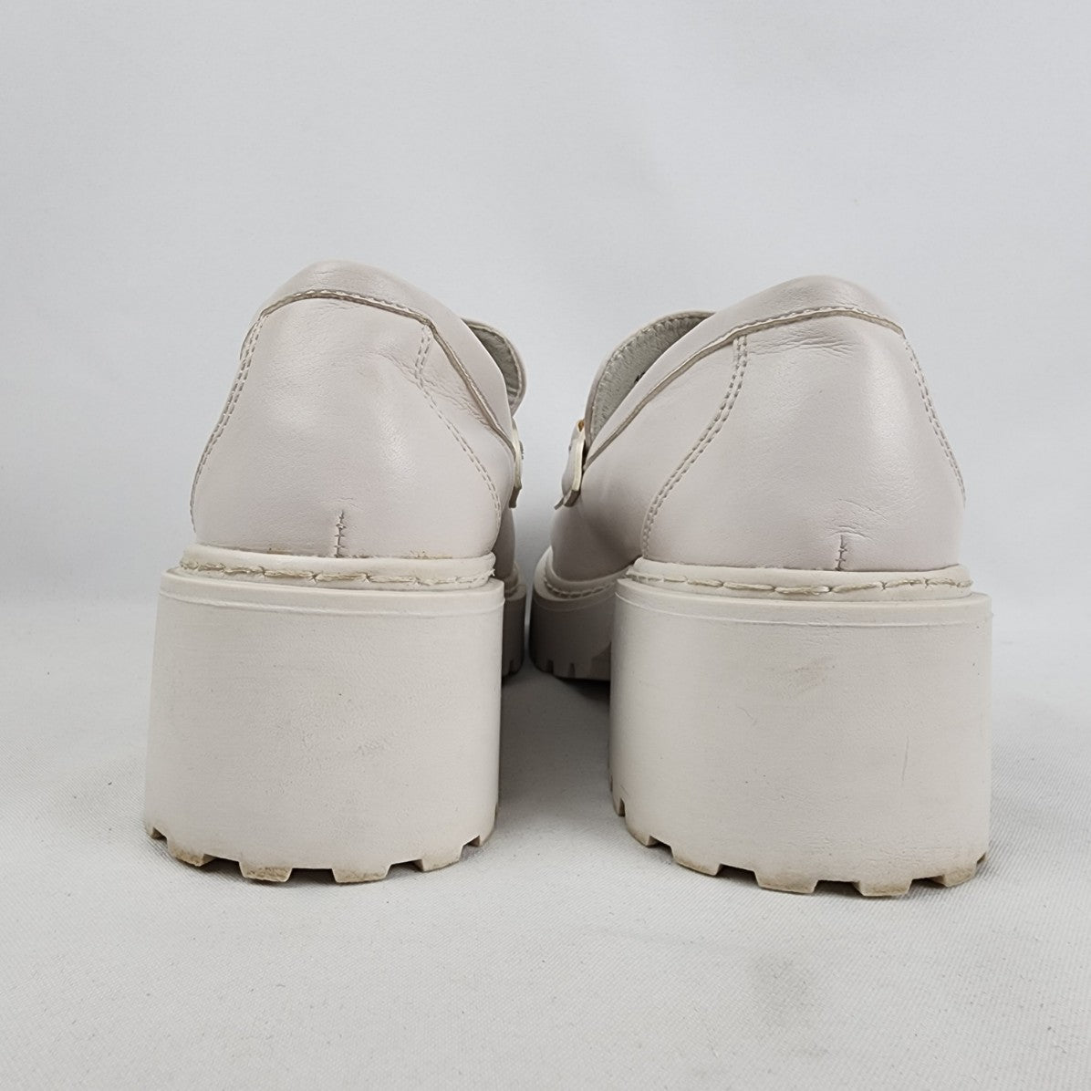 Steve Madden White Chunky Heel Loafers Size 8.5