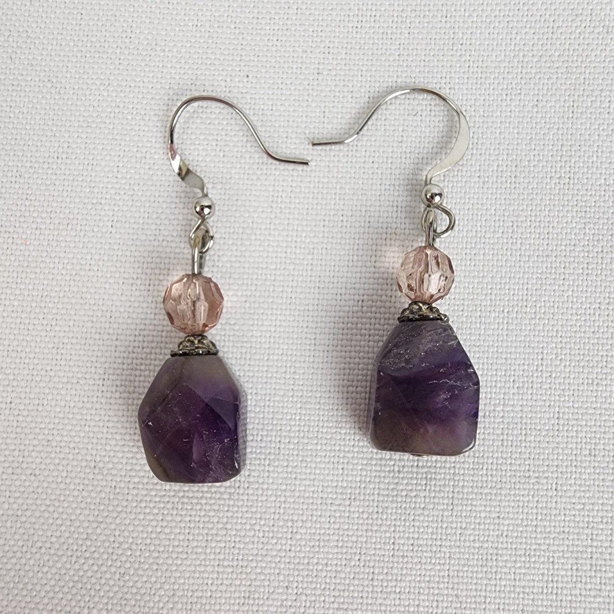 Purple Natural Stone Drop Earrings