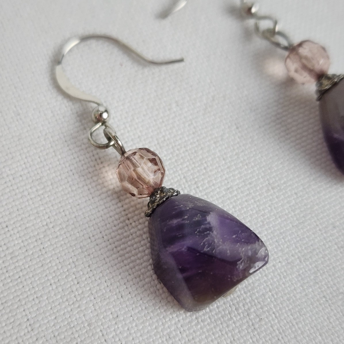 Purple Natural Stone Drop Earrings