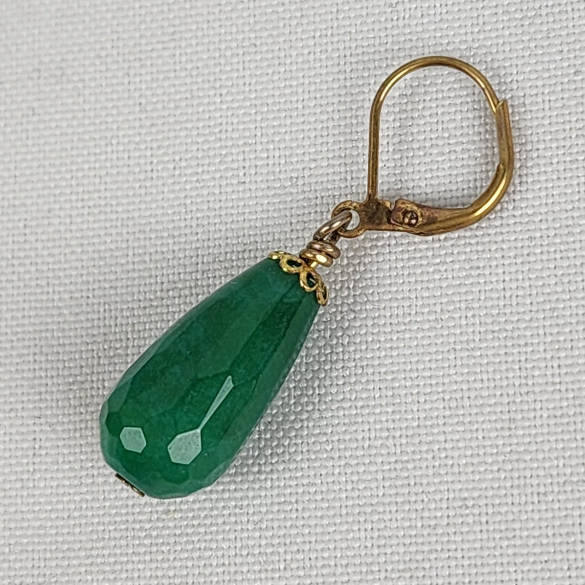 Green Polished Natural Stone Drop Earrings