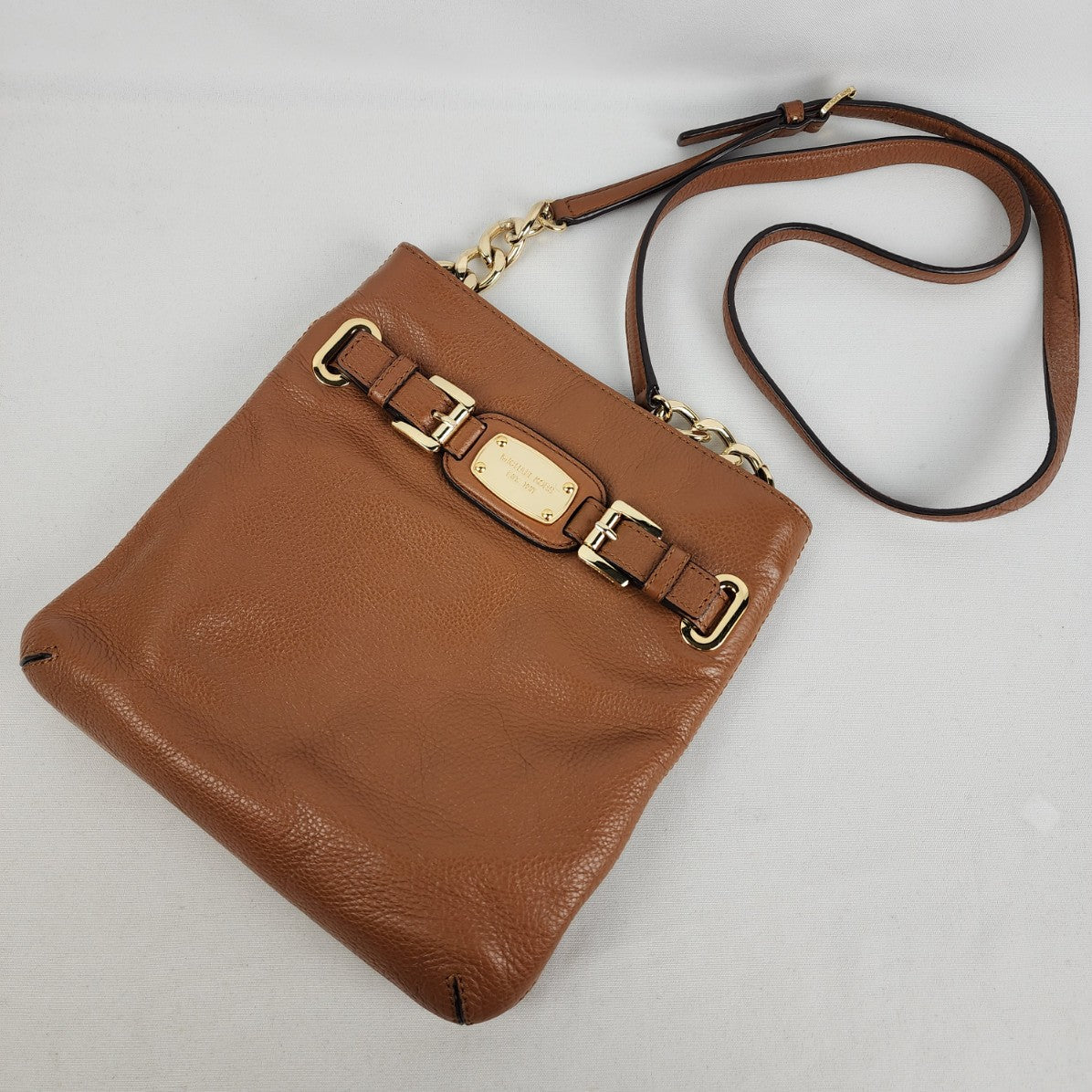 Michael Kors Hamilton Brown Leather Crossbody Messenger Purse