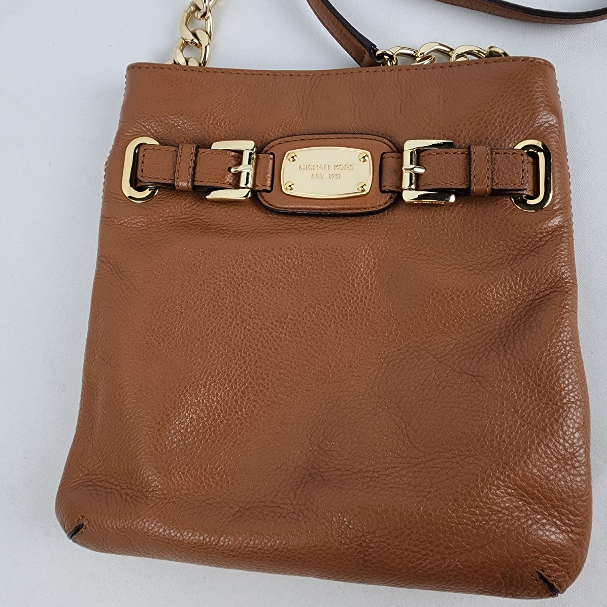 Michael Kors Hamilton Brown Leather Crossbody Messenger Purse