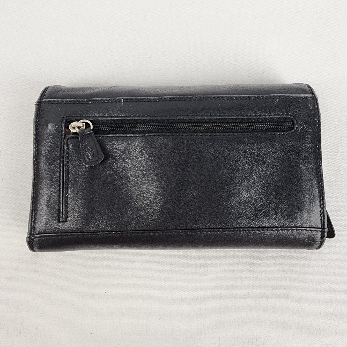 Derek Alexander Black Leather Accordion Wallet