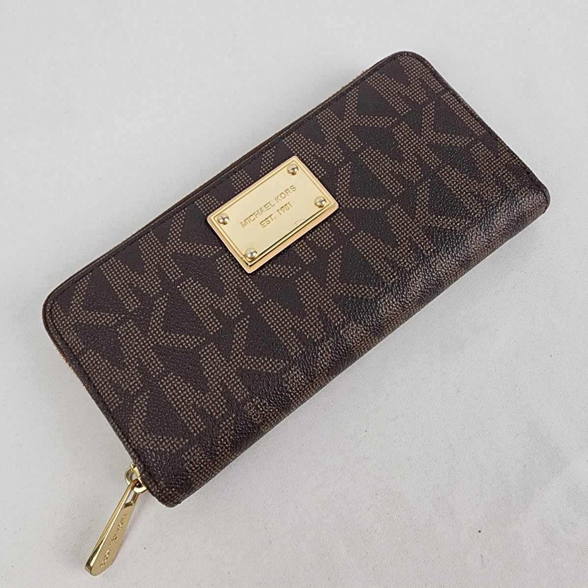 Michael Kors Brown Monogram Zip Around Wallet